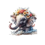Elephant fleurs eau  transfert thermocollant impression DTF flex textile