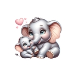 Elephant et bebe coeurs transfert thermocollant impression DTF flex textile