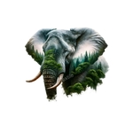 Tete elephant paysage arbre transfert thermocollant impression DTF flex textile