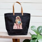 femme blonde donut transfert thermocollant impression dtf flex textile sac shopping sport mains femme homme enfant vêtement