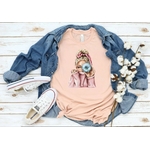 femme blonde donut transfert thermocollant impression dtf flex textile t-shirt femme homme enfant vêtement
