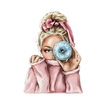 femme blonde donut transfert thermocollant impression dtf flex textile