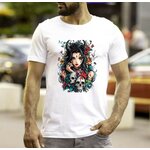 femme cornes crânes fleurs gothique transfert thermocollant impression dtf flex textile t-shirt homme enfants débardeur sweat pull