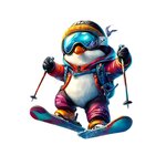 Pingouin ski transfert thermocollant impression dtf flex textile