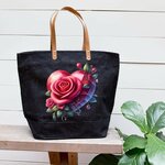 Coeur Fleurs Roses Transfert Thermocollant impression dtf flex textile sac courses shopping sport plage