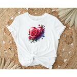 Coeur Fleurs Roses Transfert Thermocollant impression dtf flex textile t-shirt femme homme enfant débardeur top
