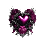 Coeur Gothique Violet Fleurs transfert themrocollant impression dtf flex textile t-shirt femme homme enfant débardeur top (2)