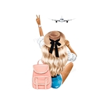 Femme Avion Voyage transfert thermocollant impression dtf flex textile