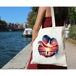 Couple Coucher Soleil transfert thermocollant impression dtf flex textile sac plage shopping vacances sport