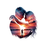 Couple Coucher Soleil transfert thermocollant impression dtf flex textile
