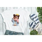 jeune fille téléphone selfie transfert thermocollant impression dtf flex textile t-shirt femme enfant homme débardeur top haut