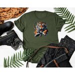Tigre Saute Transfert thermocollant impression DTF flex textile t-shirt homme femme enfant débardeur top sweat