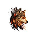 loup plumes oranges transfert thermocollant impression dtf flex textile