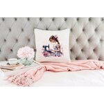 Femme Couturière transfert thermocollant impression dtf flex textile coussin oreiller objet accessoire déco