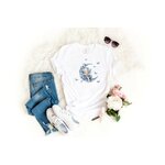 Fée lune papillons fleurs transfert themrocollant impression dtf lfex textile t-shirt femme homme enfant débardeur top sweat