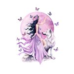 Femme Loup Papillons transfert thermocollant impression dtf flex textile