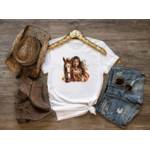 Femme Amérindienne Cheval transfert thermocollant impression dtf flex textile t-shirt femme homme enfant top débardeur sweat