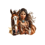 Femme Amérindienne Cheval transfert thermocollant impression dtf flex textile