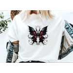 Papillon gothique noir rouge transfert thermocollant impression dtf flex textile t-shirt femme homme enfant sweat top débardeur