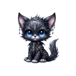 chat gothique yeux bleus transfert thermocollant impression dtf flex textile