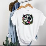 Tête Panda Grimace Transfert thermocollant impression dtf flex textile t-shirt femme enfant homme sweat top débardeur