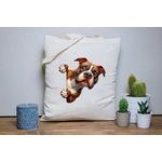chien caché transfert thermocollant impression dtf flex textile sac shopping course main plage sport