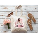 femme yoga lotus transfert thermocollant impression dtf flex textile sac main shopping course sport plage