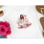 femme yoga lotus transfert thermocollant impression dtf flex textile t-shirt femme homme enfant sweat top débardeur