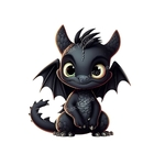 petit dragon noir transfert thermocollant impression dtf flex textile
