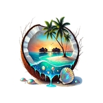 paysage noix coco transfert thermocollant impression dtf flex textile
