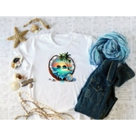 paysage noix coco transfert thermocollant impression dtf flex textile t-shirt femme homme enfant sweat top débardeur