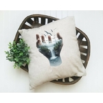 main paysage cascade transfert thermocollant impression dtf flex textile coussin oreiller déco accessoire