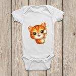 chat mur caché transfert thermocollant impression dtf flex textile body bébé enfant vêtement layette