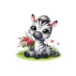 zèbre assis bouquet fleurs transfert thermocollant impression dtf flex textile