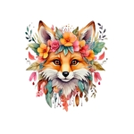 tête renard plumes fleurs transfert thermocollant impression dtf flex textile