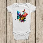 papillons fleurs colorés transfert thermocollant impression dtf flex textile body bébé enfant vêtement accessoire