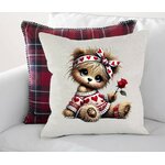 ours coeurs fleur rose transfert thermocollant impression dtf flex textile coussin oreiller