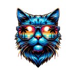 chat lunettes couché soleil transfert thermocollant impression dtf flex textile