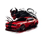 voiture devil transfert thermocollant impression dtf flex textile