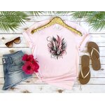 plumes rose gris transfert thermocollant impression dtf flex textile t-shirt femme enfant homme top débardeur sweat jean pull