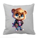 Ourson Skate transfert thermocollant impression dtf flex textile oreiller coussin accessoire déco
