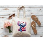 stitch coeurs love transfert thermocollant impression dtf flex textile sac shopping course sport plage