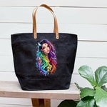 femme cheveux couleurs transfert thermocollant impression dtf flex textile sac shopping plage mains sport