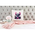 stitch noir coeurs fleurs transfert thermocollant impression dtf flex textile coussin oreiller accessoire déco objet