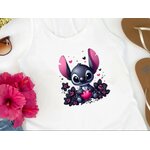 stitch noir coeurs fleurs transfert thermocollant impression dtf flex textile tshirt femme homme enfant sweat pull blouson veste