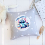 stitch anniversaire cadeaux transfert thermocollant impression dtf flex textile coussin oreiller accessoire objet déco