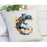 Lézard bleu fleurs transfert thermocollant impression dtf flex textile oreilles coussin accessoires déco