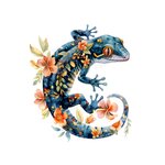 Lézard bleu fleurs transfert thermocollant impression dtf flex textile
