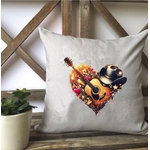 Guitare Chapeau Coeurs Transfert Thermocollant Impression DTF Flex textile coussin oreilles accessoires déco