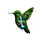 Colibri Nature Cascade Transfert thermocollant impression dtf flex textile